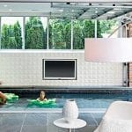 ModCraft dimensional wall tile Valley as feature wall in pool in white glaze