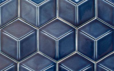 ModCraft dimensional tile style "Hexaline" in pacific blue glaze